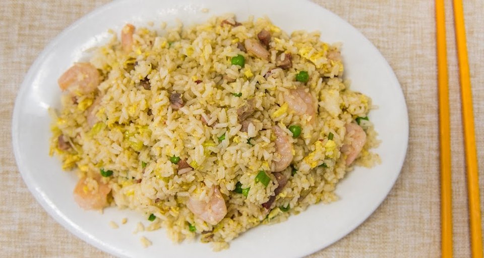 Restaurant menu with fried rice and chow mein.