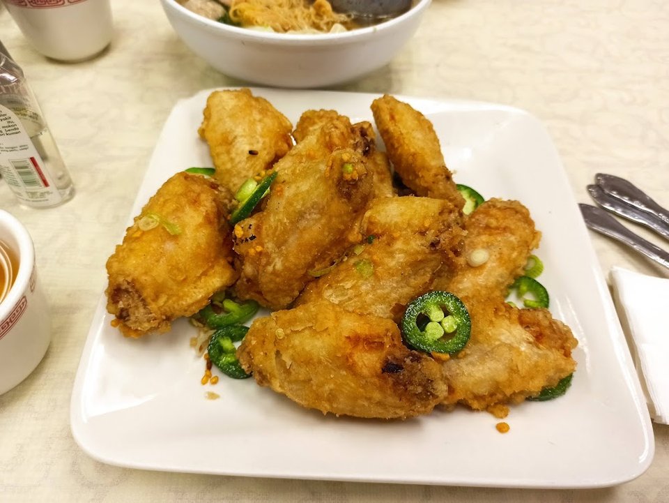 Restaurant menu with fried rice and chow mein.